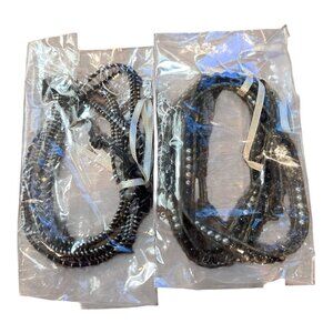 Bindi USA Beaded Wrap Bracelet Necklace Boho Silver Black Accents Set Of 2